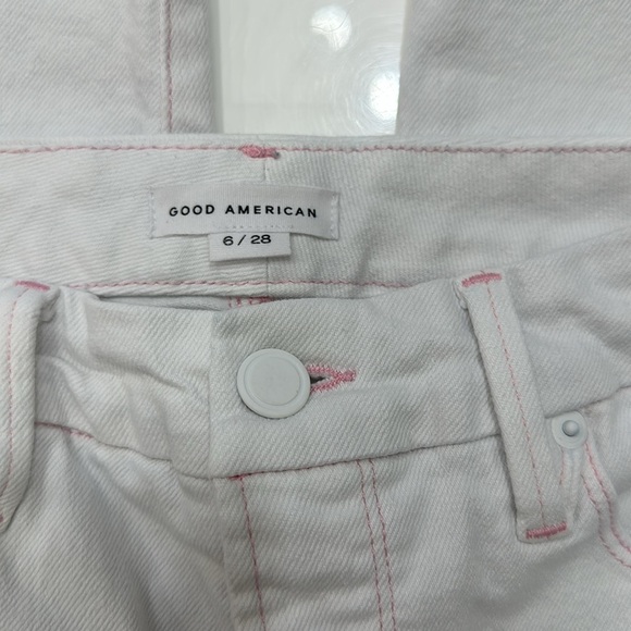 Good American Good Legs White w pink stitching Straight Jean Sz 6/28 Item# 3T - Picture 10 of 10